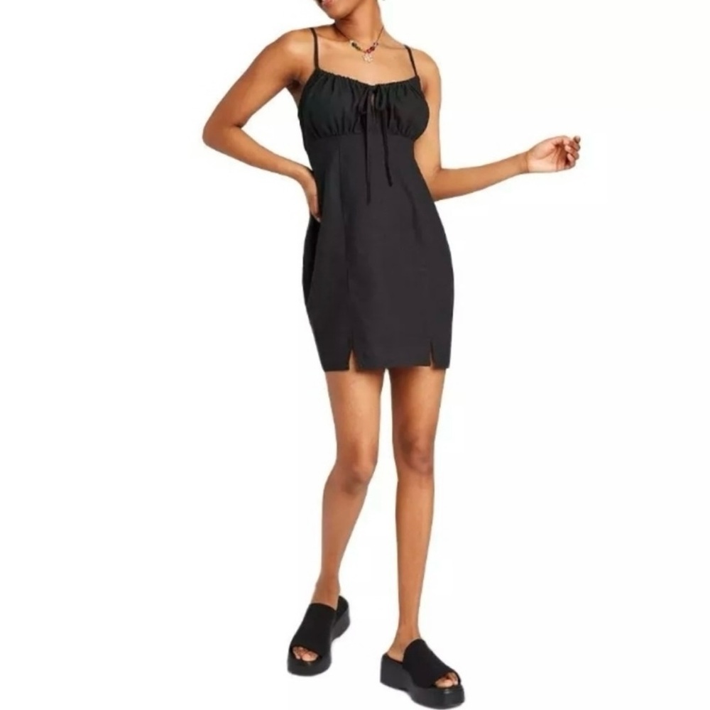 Wild Fable Black Linen Slip Dress